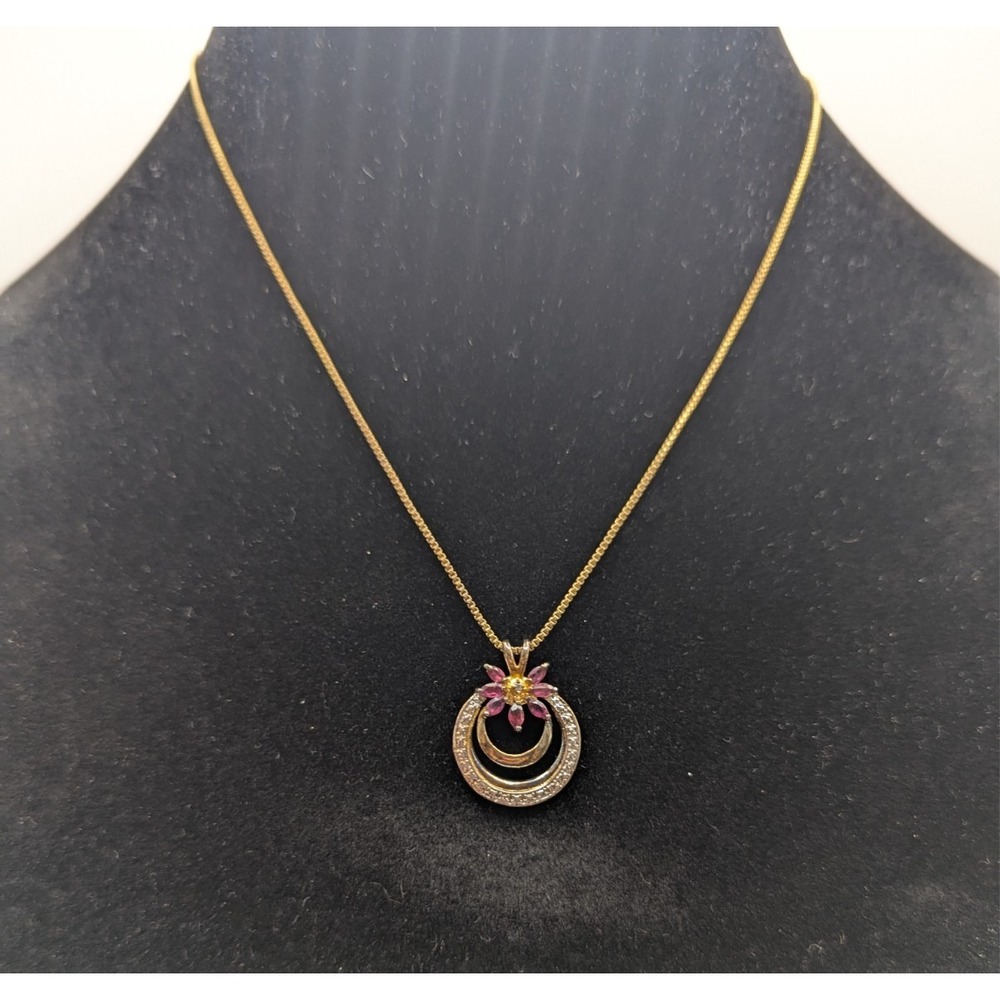 VINTAGE GOLD TONE HERRINGBONE CHAIN NECKLACE Faux Pearl Rhinestone 5.94g